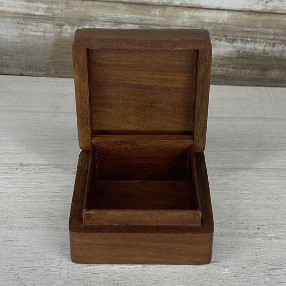 Vintage Archana Crafts Hand Made In India Wooden Jewelry Recipe Keepsake Box EUC - Picture 4 of 10